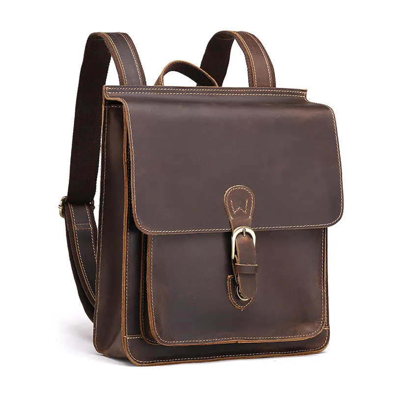 Cool Leather Mens Backpack Large Vintage Travel Bag for Men