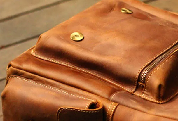 Cool Leather Mens Backpack Travel Backpack Vintage School Backpacks for men