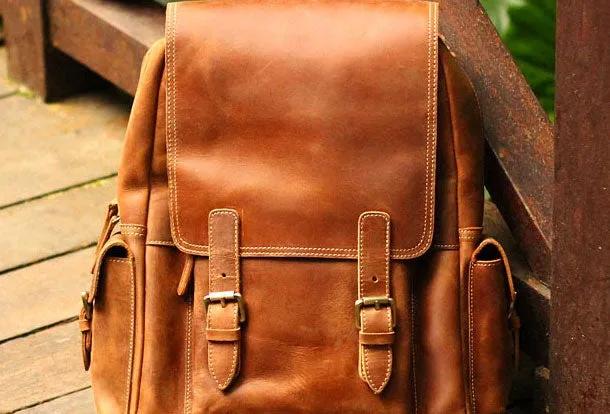 Cool Leather Mens Backpack Travel Backpack Vintage School Backpacks for men