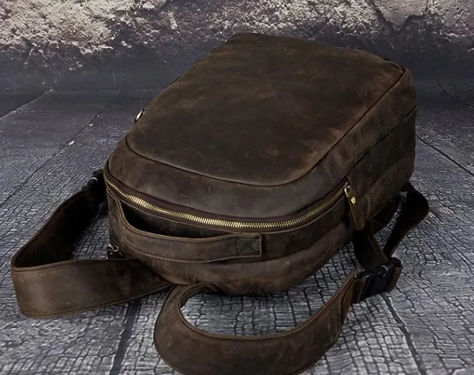 Cool Leather Mens Backpack Vintage Travel Backpack Satchel Backpack for men