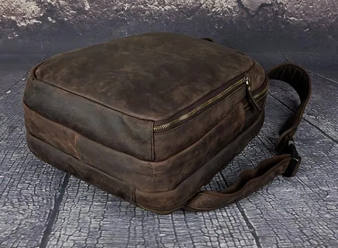 Cool Leather Mens Backpack Vintage Travel Backpack Satchel Backpack for men