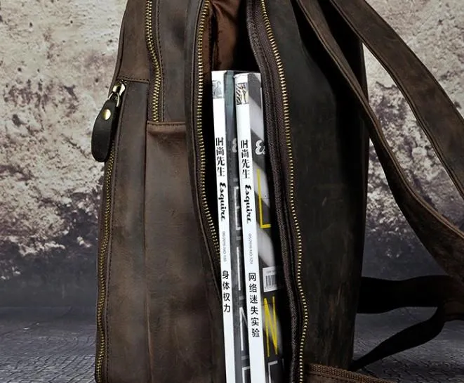 Cool Leather Mens Backpack Vintage Travel Backpack Satchel Backpack for men