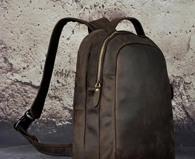 Cool Leather Mens Backpack Vintage Travel Backpack Satchel Backpack for men