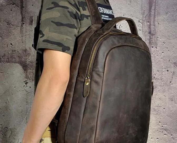 Cool Leather Mens Backpack Vintage Travel Backpack Satchel Backpack for men