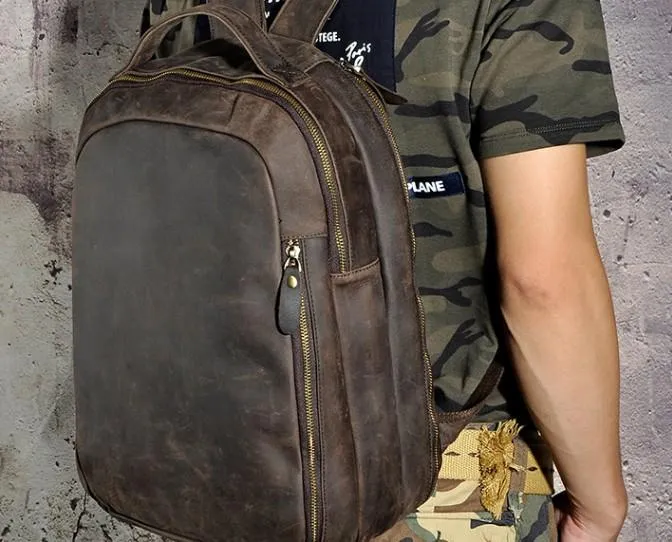 Cool Leather Mens Backpack Vintage Travel Backpack Satchel Backpack for men
