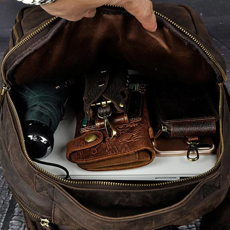Cool Leather Mens Backpack Vintage Travel Backpack Satchel Backpack for men
