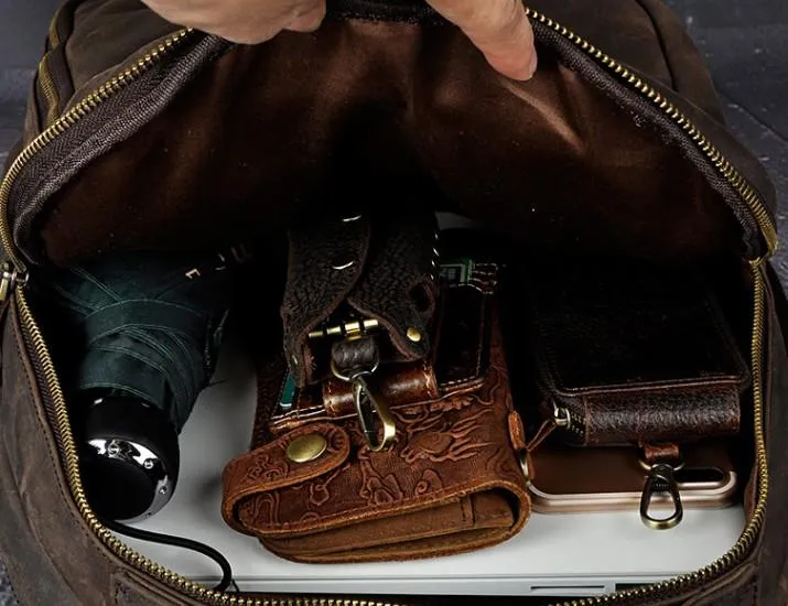 Cool Leather Mens Backpack Vintage Travel Backpack Satchel Backpack for men