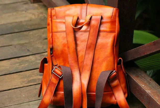 Cool Leather Mens Backpack Vintage Travel Backpack School Backpack for men