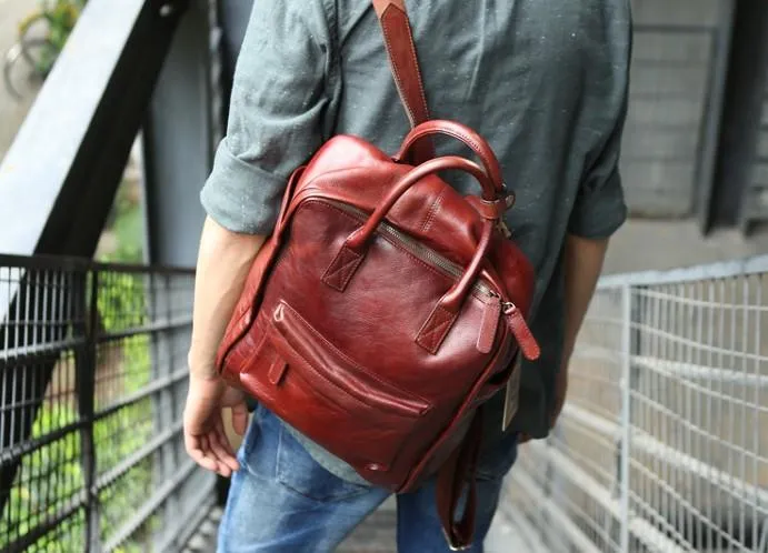 Cool Leather Mens Backpacks Travel Backpack Laptop Backpacks for men