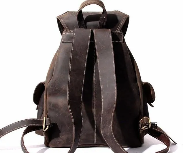 Cool Leather Mens Backpacks Travel Backpack Leather School Backpack for Men