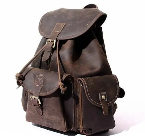 Cool Leather Mens Backpacks Travel Backpack Leather School Backpack for Men
