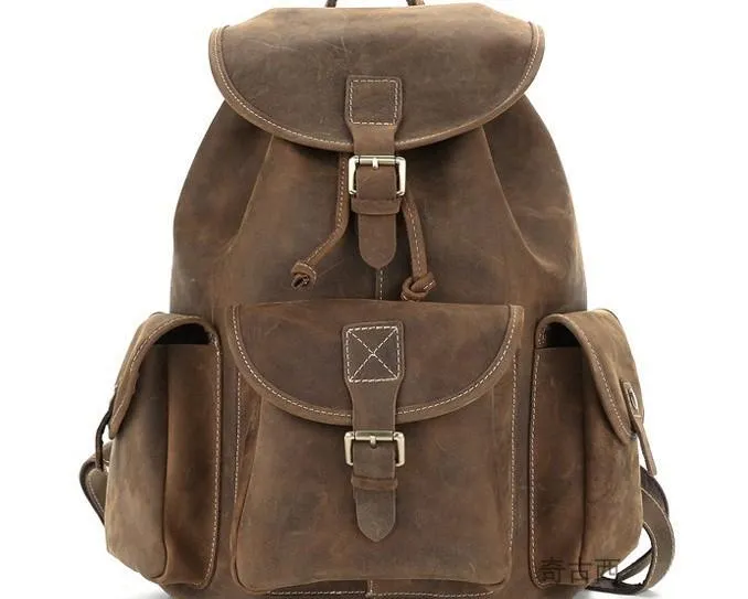 Cool Leather Mens Backpacks Travel Backpack Leather School Backpack for Men