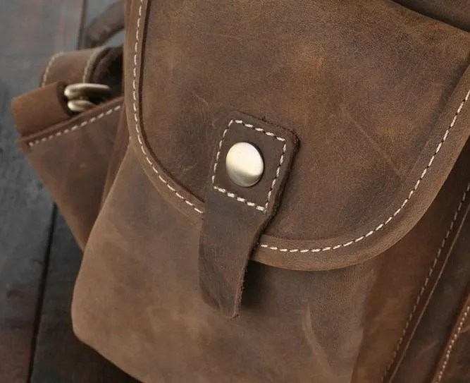 Cool Leather Mens Backpacks Travel Backpack Leather School Backpack for Men