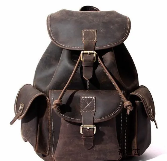 Cool Leather Mens Backpacks Travel Backpack Leather School Backpack for Men