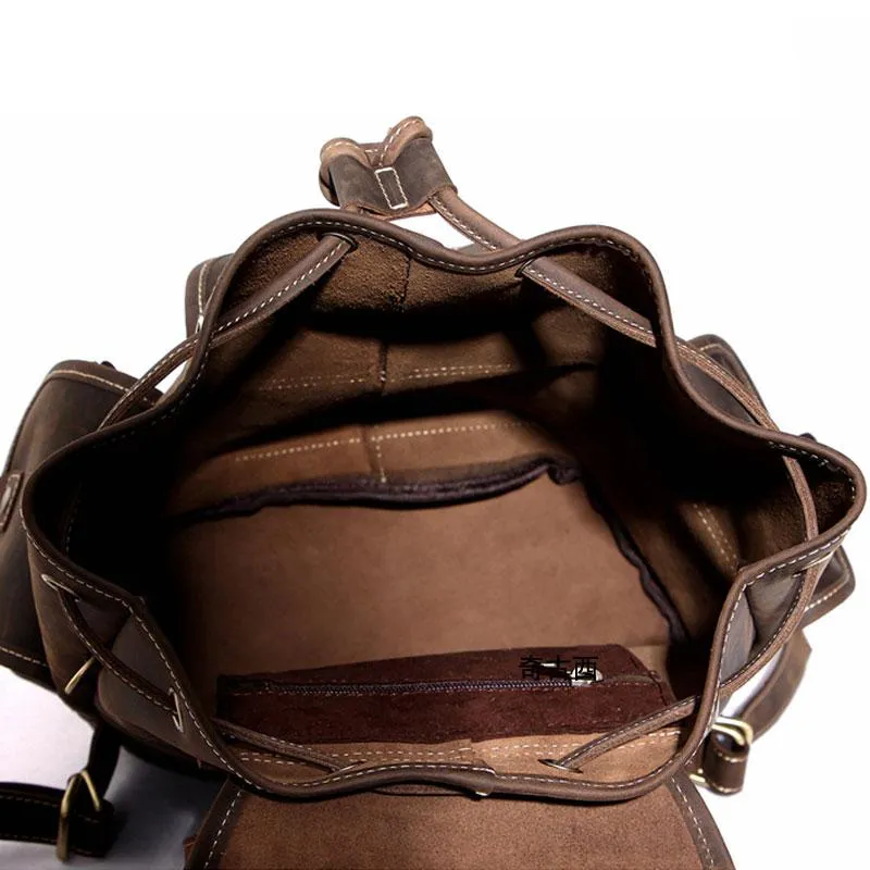 Cool Leather Mens Backpacks Travel Backpack Leather School Backpack for Men