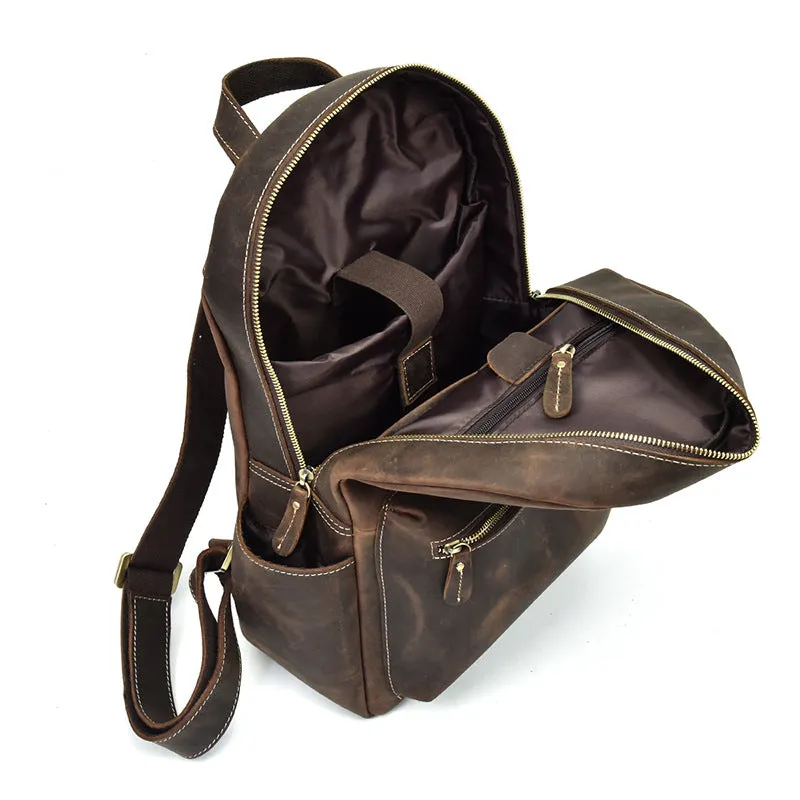 Cool Leather Mens Backpacks Vintage School Backpacks Travel Backpack for Men
