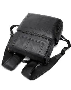 Cool Leather Mens Black Backpack for School Backpacks Travel Backpacks For Men