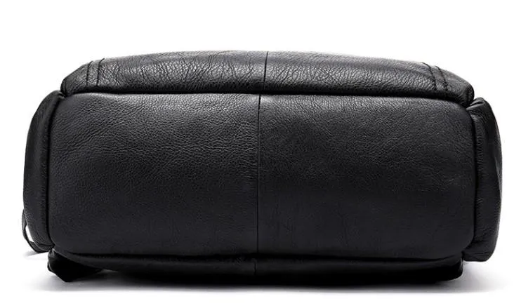 Cool Leather Mens Black Backpack for School Backpacks Travel Backpacks For Men