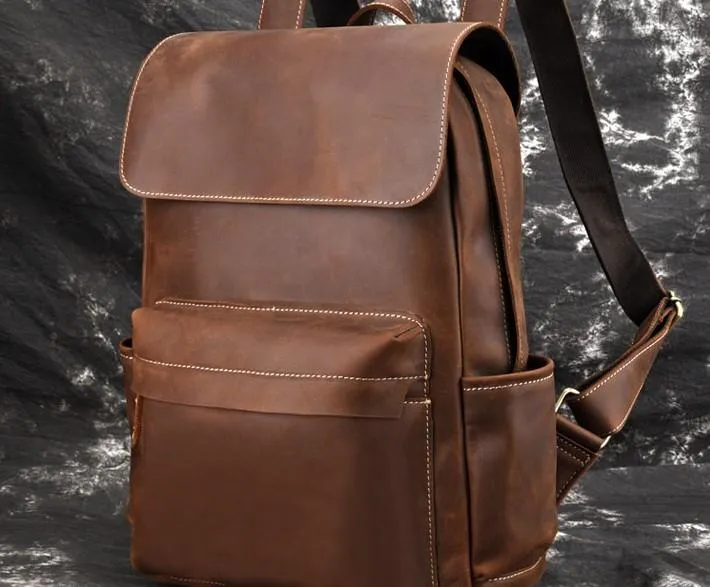 Cool Leather Mens Satchel Backpacks School Backpack Travel Backpack for Men