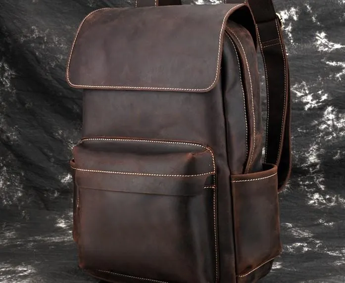 Cool Leather Mens Satchel Backpacks School Backpack Travel Backpack for Men
