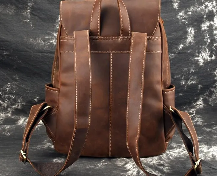 Cool Leather Mens Satchel Backpacks School Backpack Travel Backpack for Men