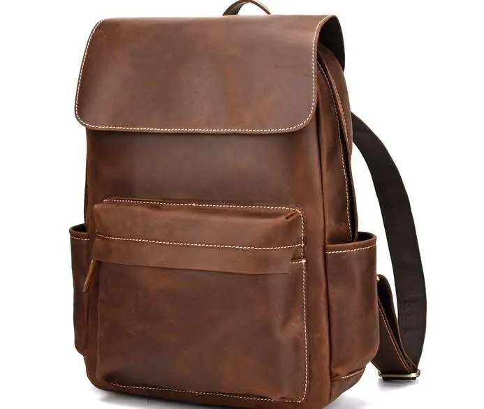 Cool Leather Mens Satchel Backpacks School Backpack Travel Backpack for Men