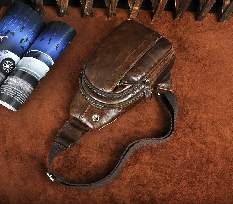 COOL LEATHER MENS SLING BAGs SLING CROSSBODY Backpack CHEST BAG FOR MEN