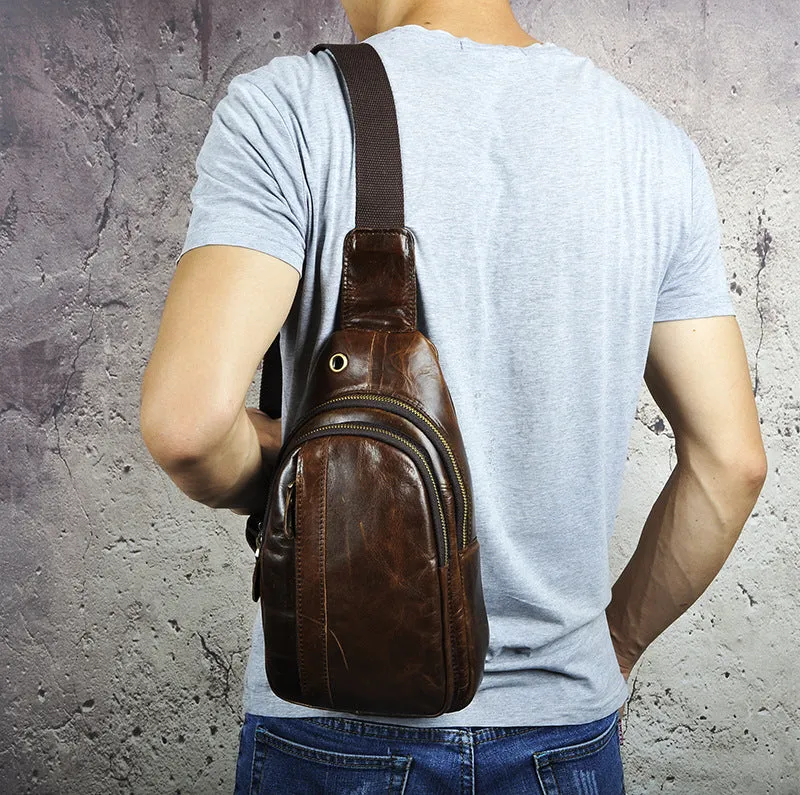 COOL LEATHER MENS SLING BAGs SLING CROSSBODY Backpack CHEST BAG FOR MEN