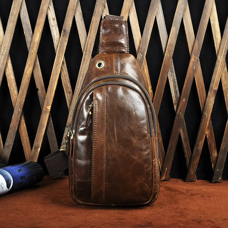 COOL LEATHER MENS SLING BAGs SLING CROSSBODY Backpack CHEST BAG FOR MEN