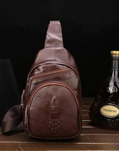Cool Leather Mens Sling Bags Sling Shoulder Bags Sling Backpack Chest Bag for men