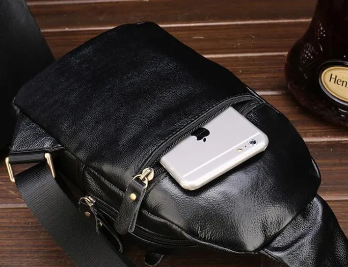 Cool Leather Mens Sling Bags Sling Shoulder Bags Sling Backpack Chest Bag for men