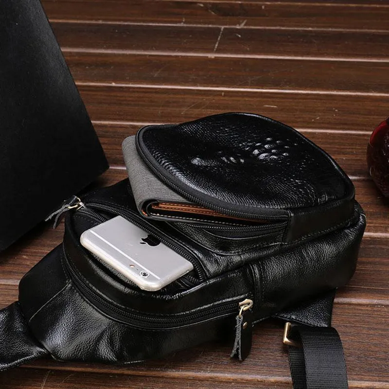 Cool Leather Mens Sling Bags Sling Shoulder Bags Sling Backpack Chest Bag for men