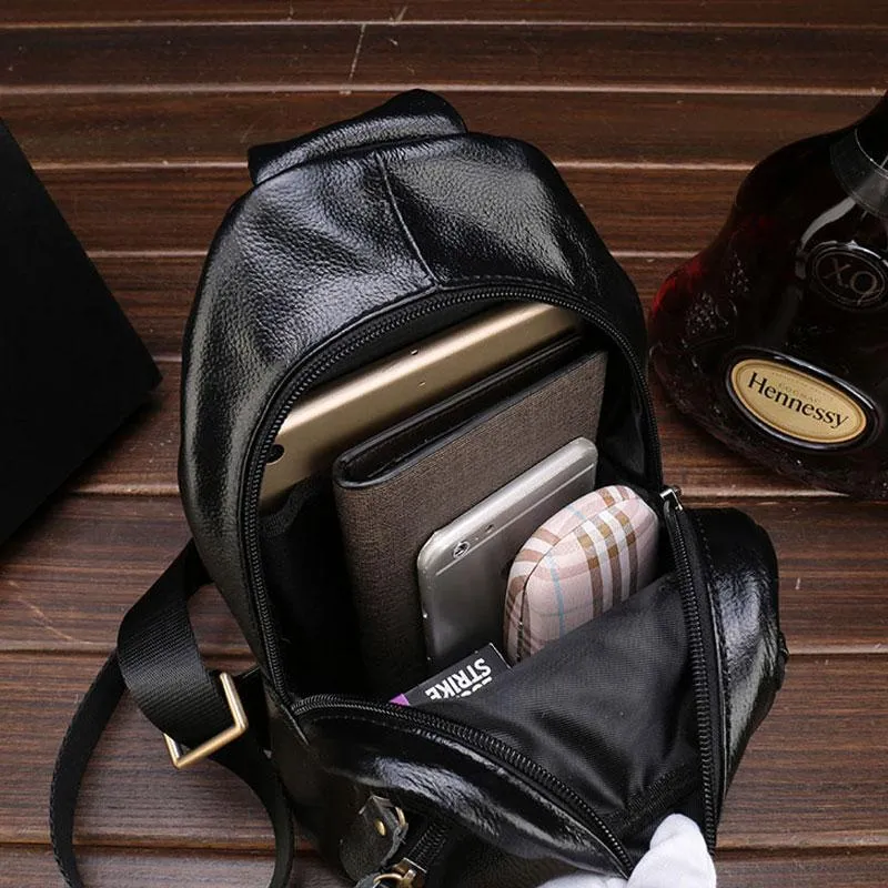Cool Leather Mens Sling Bags Sling Shoulder Bags Sling Backpack Chest Bag for men