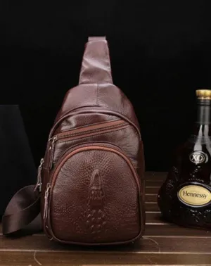Cool Leather Mens Sling Bags Sling Shoulder Bags Sling Backpack Chest Bag for men