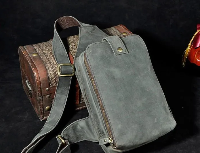 Cool Leather Mens  Sling One Shoulder Bag Sling Bag Sling Backpacks Chest Bag for men