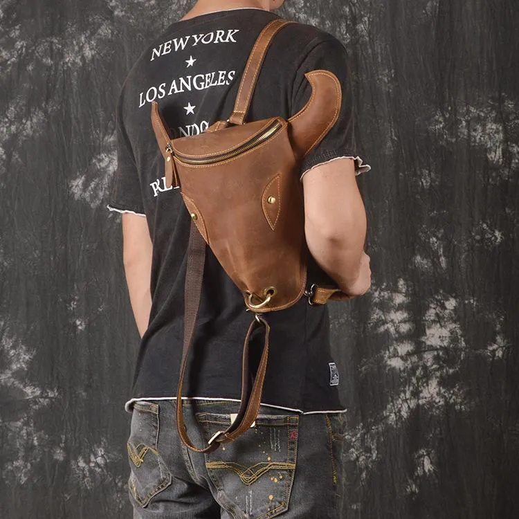 Cool Leather Mens XO Bull Backpack Tan Travel Backpack Unique Backpack for men