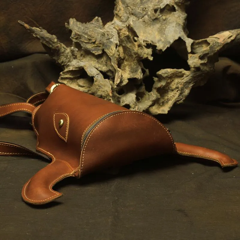 Cool Leather Mens XO Bull Backpack Tan Travel Backpack Unique Backpack for men