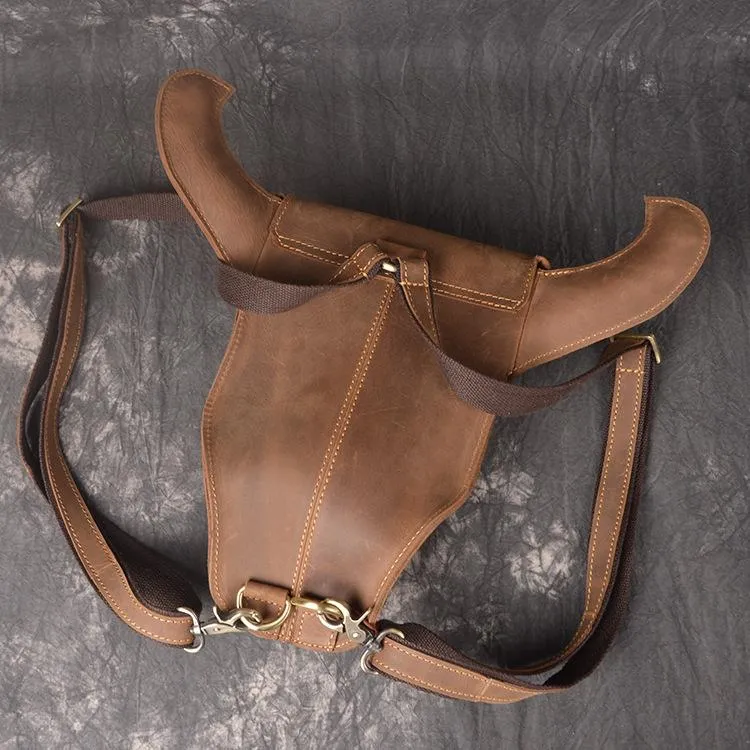 Cool Leather Mens XO Bull Backpack Tan Travel Backpack Unique Backpack for men