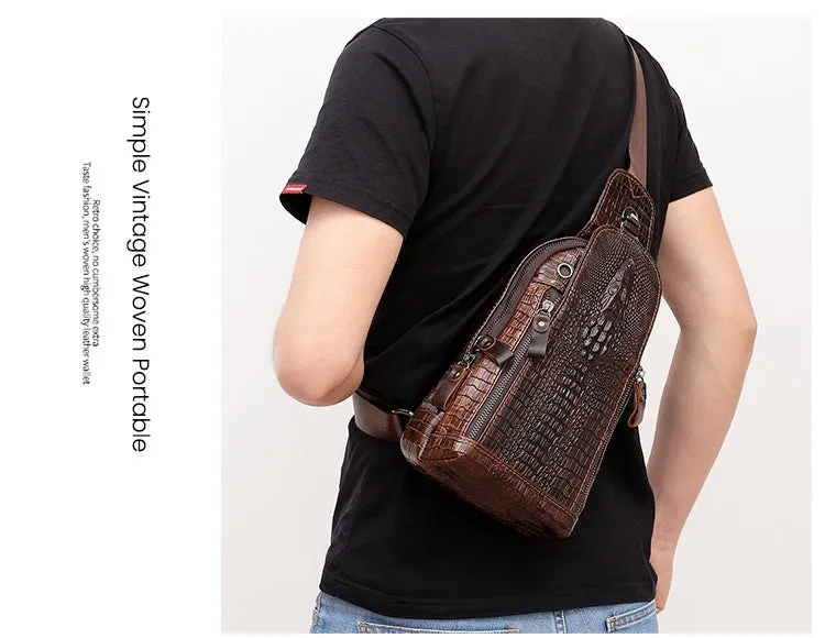 Cool Leather Sling Bag Mens One Shoulder Backpack Sling Crossbody Backpack For Men