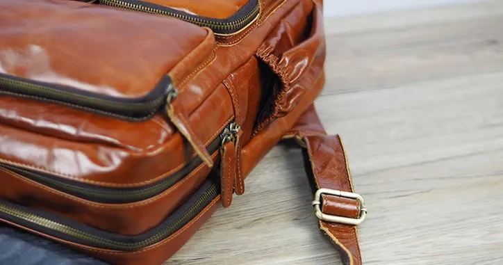 Cool Mens Leather 14inch Laptop Backpack Travel Backpacks Leather School Backpack for Men