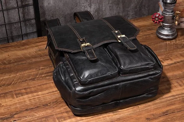 Cool Mens Leather 14inch Laptop Backpack Travel Backpacks Leather School Backpack for Men