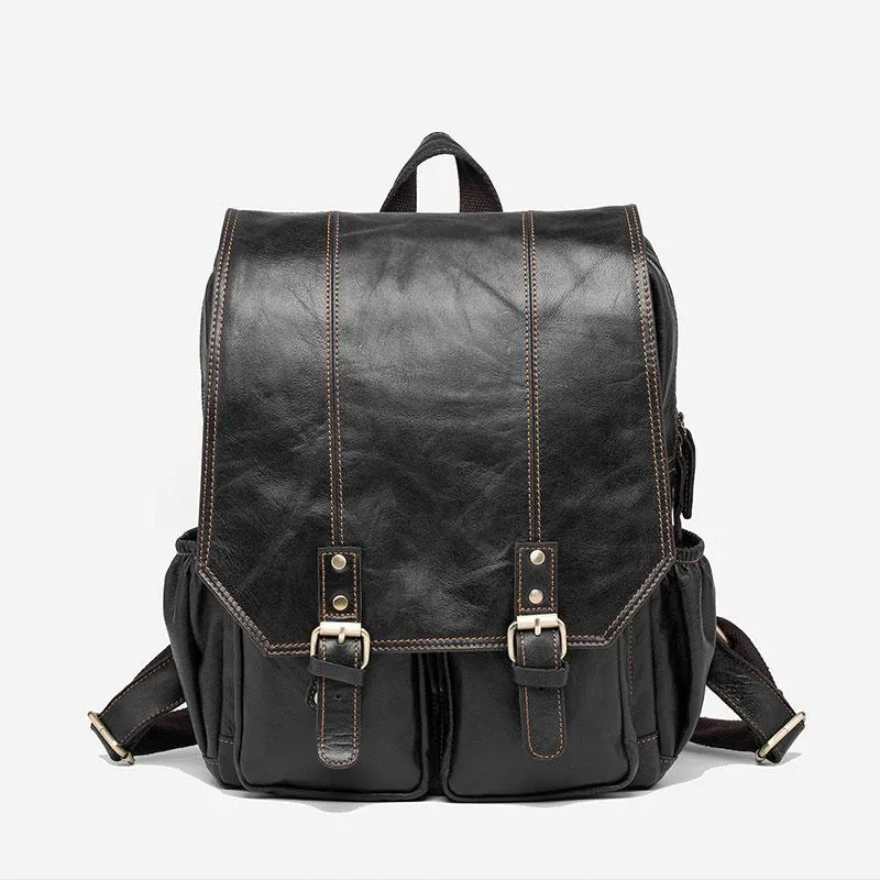 Cool Mens Leather 14inch Laptop Backpack Travel Backpacks Leather School Backpack for Men