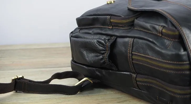 Cool Mens Leather 14inch Laptop Backpack Travel Backpacks Leather School Backpack for Men