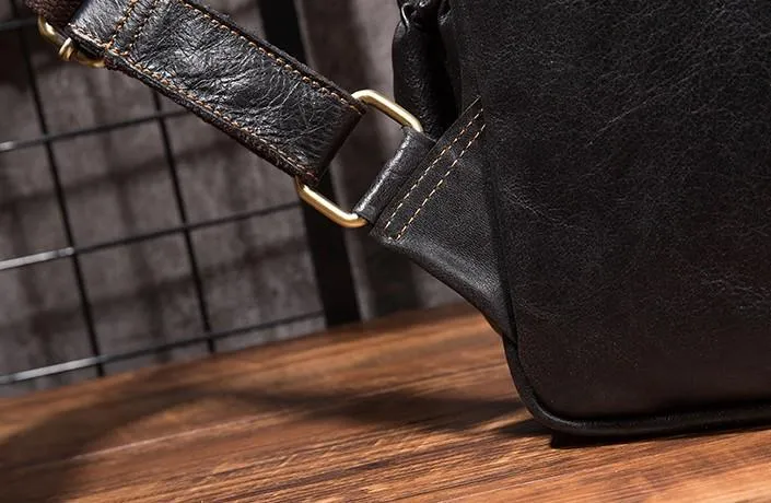 Cool Mens Leather 14inch Laptop Backpack Travel Backpacks Leather School Backpack for Men