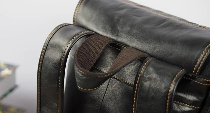 Cool Mens Leather 14inch Laptop Backpack Travel Backpacks Leather School Backpack for Men