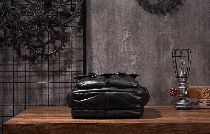 Cool Mens Leather 14inch Laptop Backpack Travel Backpacks Leather School Backpack for Men