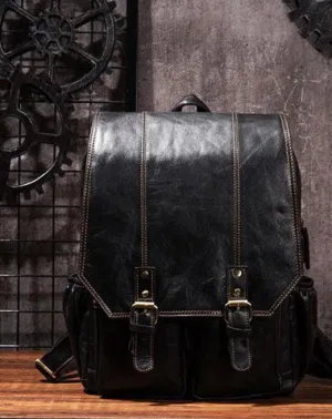 Cool Mens Leather 14inch Laptop Backpack Travel Backpacks Leather School Backpack for Men