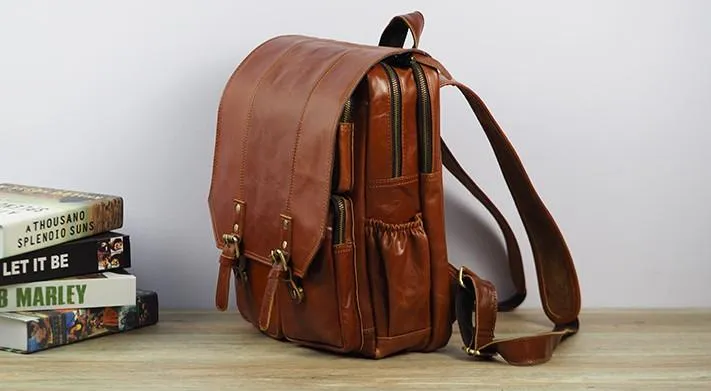 Cool Mens Leather 14inch Laptop Backpack Travel Backpacks Leather School Backpack for Men