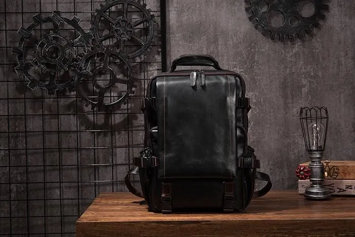 Cool Mens Leather 15inch Laptop Backpack Satchel Backpack Leather School Backpack for Men