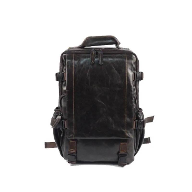 Cool Mens Leather 15inch Laptop Backpack Satchel Backpack Leather School Backpack for Men